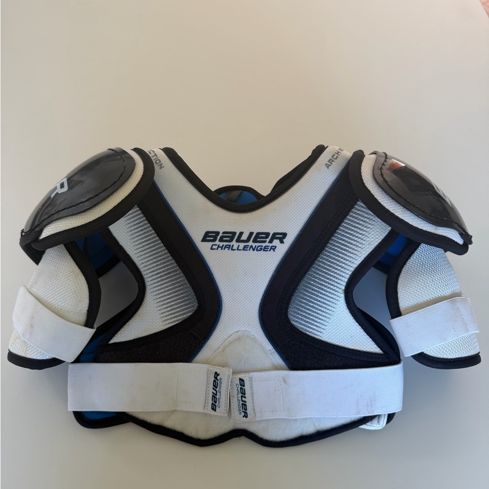 BAUER Blue & White Ice Hockey Shoulder Pads - size 4